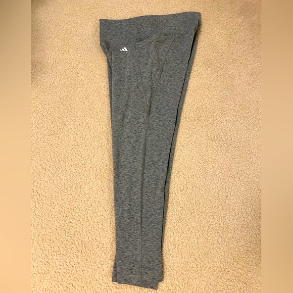 Adidas Optime Stash Pocket High-Waisted 7/8 Leggings Grey Size Large - Picture 3 of 4